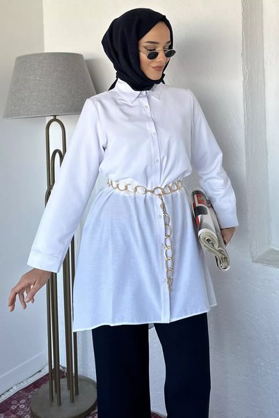 TOZLU Tunica Hijab cu curea cu lanț