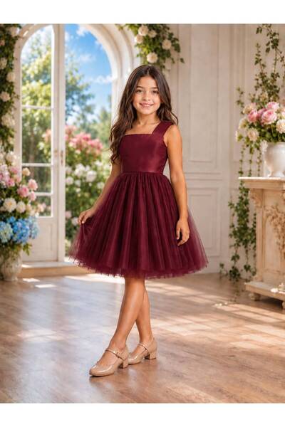 SUNEH Girl's Square Neck Dense Tulle Short Candy Dress