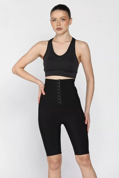 TOZLU Women's High Waist Agrafl Short Leggings