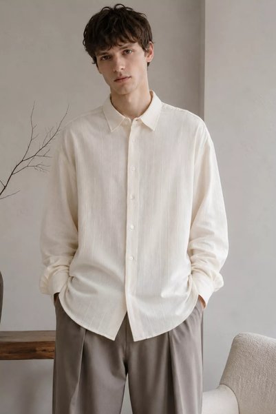 TOZLU Men's Striped Long Sleeve Shirt
