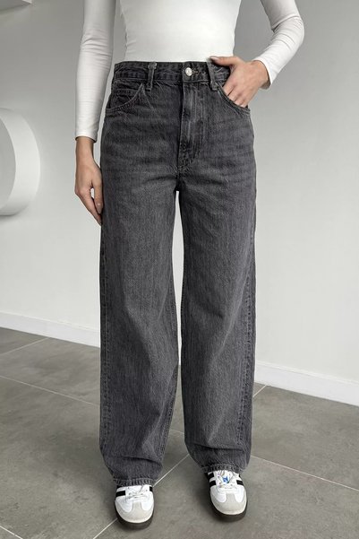 TOZLU Pantaloni de damă din denim cu talie înaltă