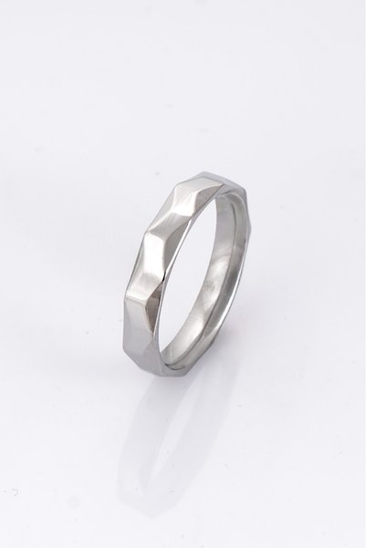 UKHWD SUPPLY 316L Steel Geometric Cut Silver Men's Ring