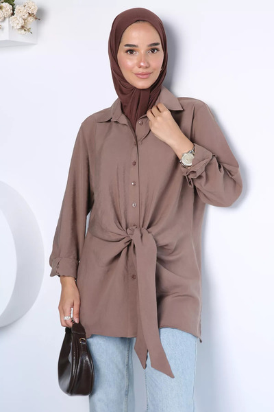 TOZLU Cămașă modernă cu croială modernă și legătură în față, stil Hijab