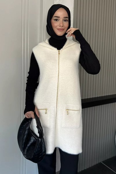 TOZLU Sleeveless Zippered Soft Hijab Knitwear Vest (Available in S, M, L, XL)