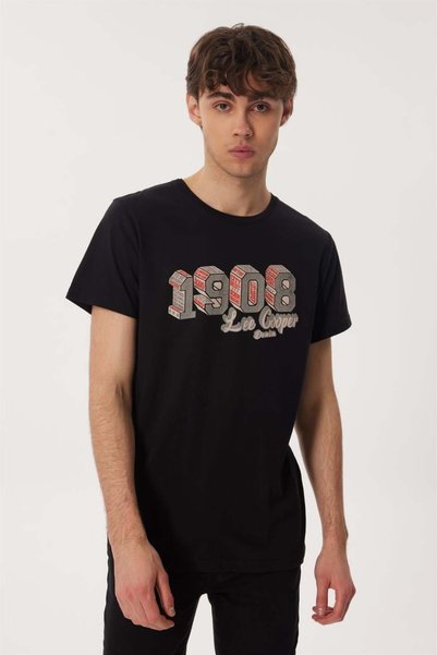 Lee Cooper Zeta Men's 100% Cotton O-Neck T-Shirt Black