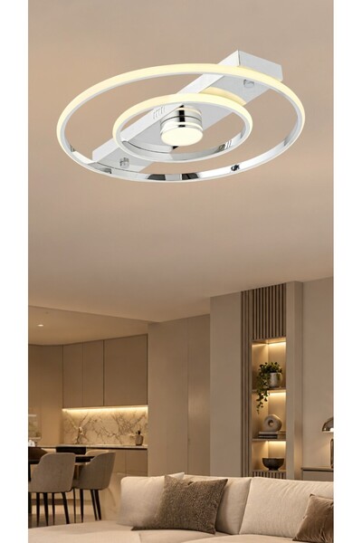 ESSLİGHT Alfa 45 Cm 3 Renk Işık Özellikli Led'li Avize Salon Mutfak Yatak Odası