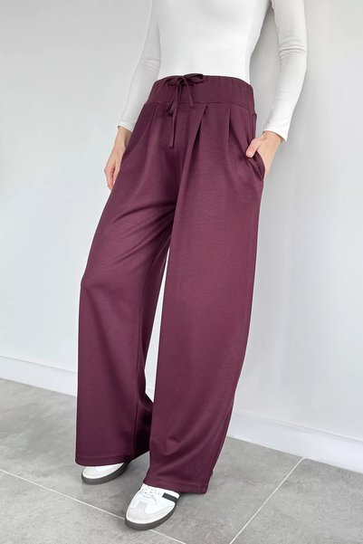 TOZLU Pantaloni de trening plisați cu talie elastică pentru femei