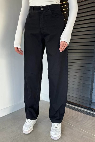 TOZLU Pantaloni de damă din denim cu talie înaltă