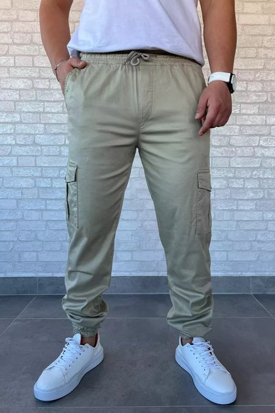 TOZLU Pantaloni bărbați cu buzunar cargo și talie și picioare elastice