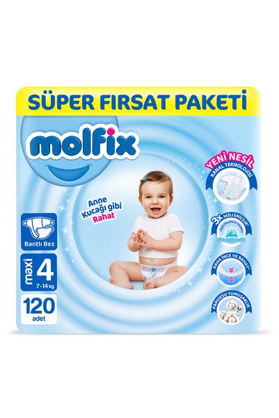 Molfix Baby Diapers Size 4 Maxi Super Deal Pack 120 Pieces