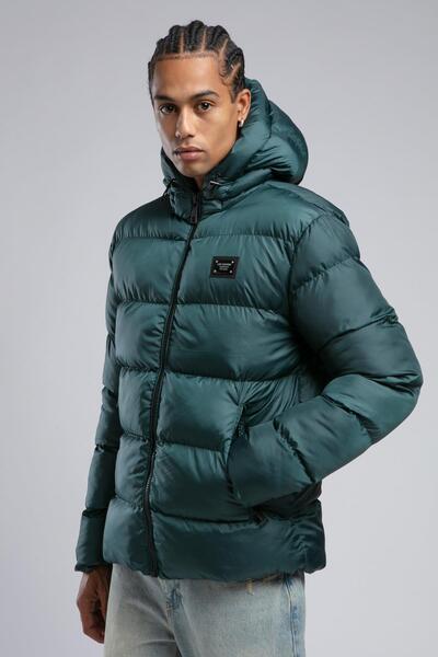 Lee Cooper Monce Erkek Kapüşonlu Şişme Mont Zümrüt