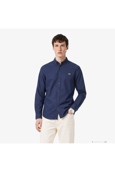 Lacoste Erkek Slim Fit Lacivert Gömlek