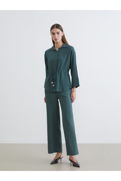 LC Waikiki LCWAIKIKI Classic Khaki Pleated Straight-Leg Loose & Wide-Leg Wome...