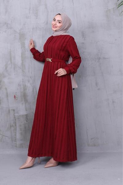 MODAEFA Ribbed Crew Neck Hijab Dress