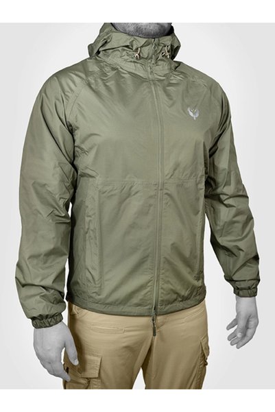 Mudeir Raincoat Kaftan, Khaki, Hooded, Water-Resistant, Tactical, Outdoor, Wi...