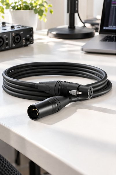 Midex MCB-3X Kaliteli Stereo Mikrofon Kablosu XLR + XLR 3 Metre Siyah Renk