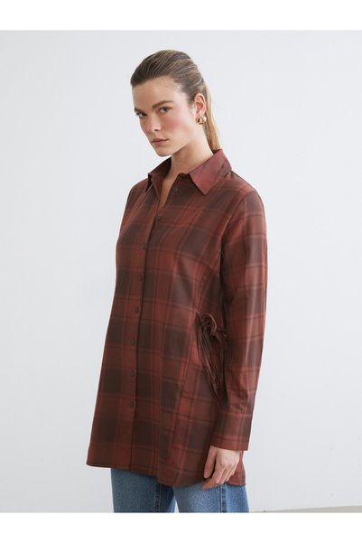 LC Waikiki TWO MT SHOP QUALITY LCWAIKIKI Classic Brown Plaid Women's Shirt Tunic