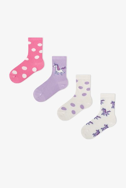 Penti Kız Çocuk Pembe Loving Unicorn 4 Çift Soket Çorap
