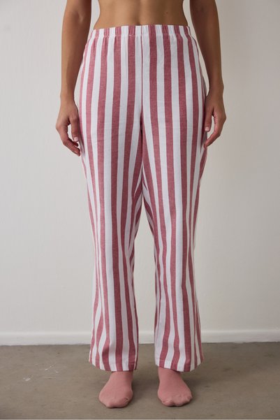 Penti Kırmızı Good Mood Pamuklu Çizgili Pijama Altı