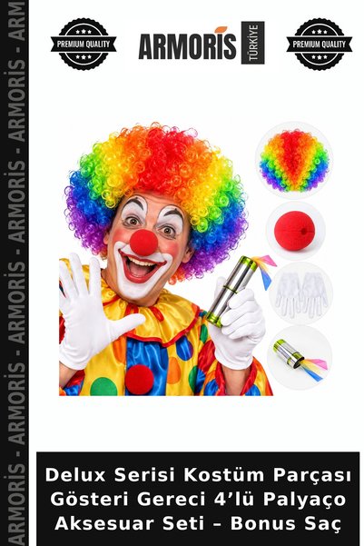 Armoris Deluxe Series Costume Piece and Performance Prop: 4-Piece Clown Acces...