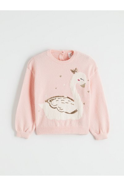 LC Waikiki Sparkling Choices Swan Embroidered Girls' Knitwear Sweater from Sh...
