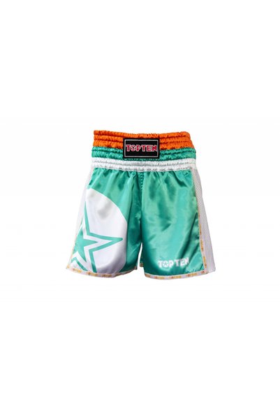 Top Ten Pantaloni scurti Thaibox, Top Ten, model "Star", aprobat WAKO, Verde,...