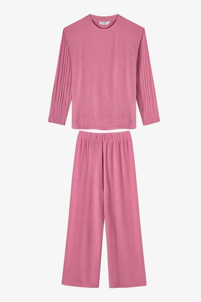 Penti Girl's Dusty Rose Pink Cotton Long Sleeve Pajama Set