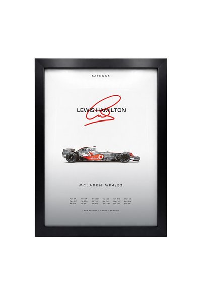 KAYNOCK Lewis Hamilton Mclaren, Formula 1, F1 Poster Tablo Siyah Çerçeve
