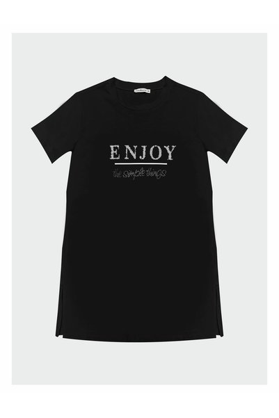 Moodbasic YAZILI TAŞLI BASKILI T-SHIRT