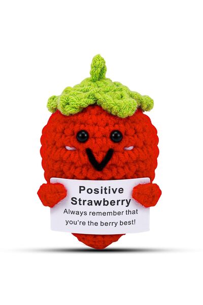 Choice Strawberry Positive Energy Crochet Emotional Strawberry Gift, Comes wi...