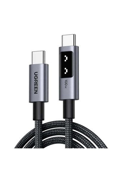 Ugreen Cablu de date L509 (35512), USB-C la USB-C, 5A, 100W, 2m, nailon, gri ...