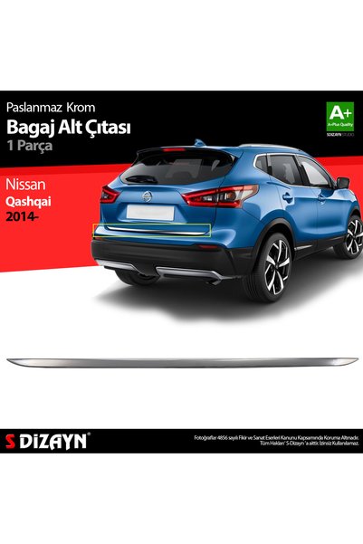 S Dizayn S-Dizayn Nissan Qashqai ile Uyumlu Krom Bagaj Alt Çıtası 2014-2021