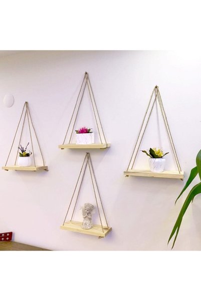 BfdShop Ipli Duvar Rafı 4 Adet Dekoratif Raf 23 x 8 cm