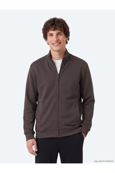 Kip Brown High-Neck Plain Sweatshirt