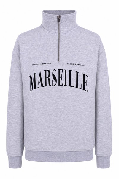 trender Marseılle Half Zipper Gray Men's Sweatshirt 27Kdt1000002