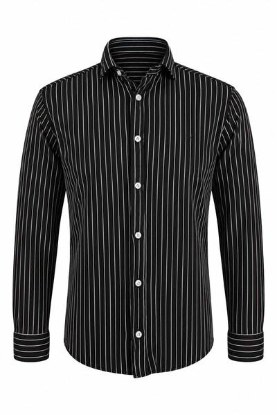 trender 1472 Long Sleeve Black Men's Shirt 27Kgt5000005
