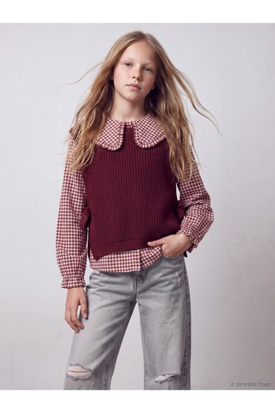 LC Waikiki Checkered Embroidered Girls' Shirts and Sweaters for Style Enthusi...