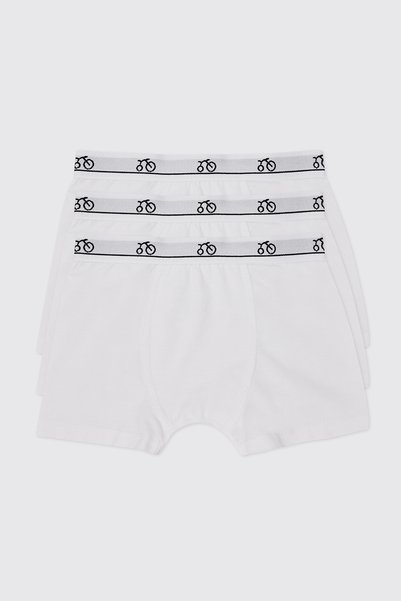 Panço Erkek Çocuk 3'lü Beyaz Boxer Seti