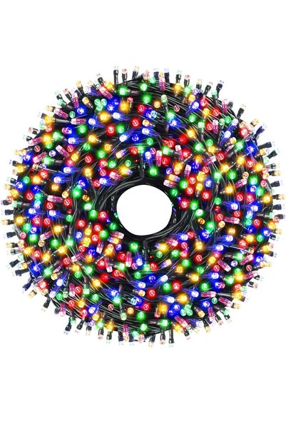 SDX Market Instalație liniară de Crăciun cu fir negru, 16 m, 200 LED-uri, mul...