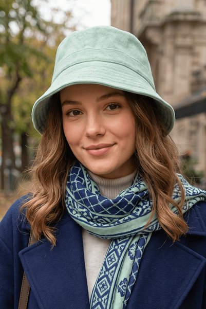 Sofist İstanbul Pălărie unisex cu textura moale, verde mentă, din acril, cu t...