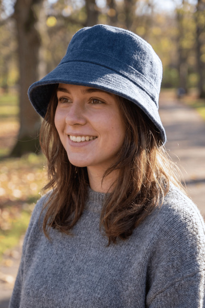 Sofist İstanbul Indigo Unisex Soft-Textured Thick Bucket Hat Indigo Acrylic C...