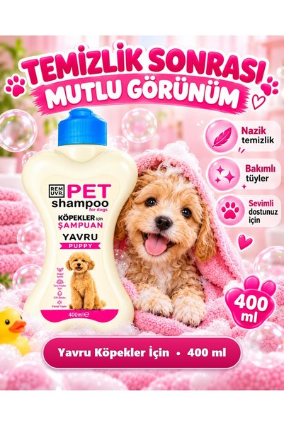 REMUVR Puppy Yavru Köpek Şampuanı 400 ml | Hassas Ciltler İçin Nazik Temizlik | Yumuşak ve Parlak Tüy Görünümü