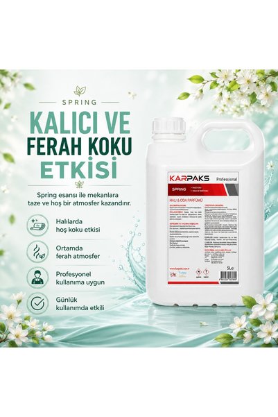 KARPAKS Spring Halı ve Oda Parfümü 5 L Bahar Esintili Ferah Koku Profesyonel Kullanım