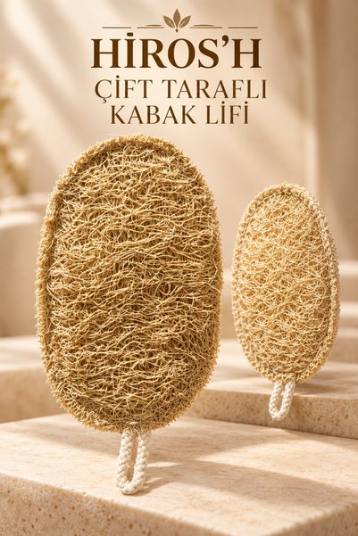 HİROS'H Reversible Natural Loofah Fiber Natural Texture Daily Care Loofah Fiber