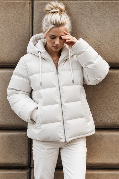 Raben Women's Hooded Zippered Oversized Short Puffer Jacket