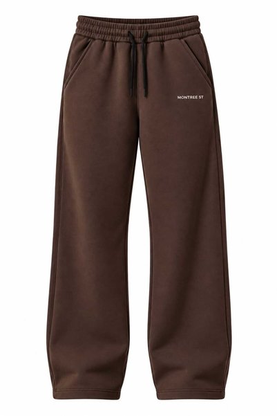 MONTREE Unisex 3-Ply Brushed Inside Satin-Weave 100% Cotton Flat-Front Sweatp...