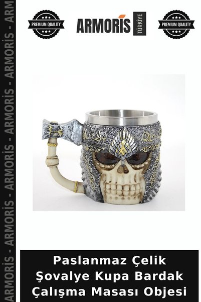 Armoris Stainless Steel Knight-Themed Mug—Desk Ornament