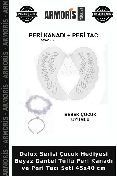 Armoris Deluxe Series Children's Gift Set: White Lace Tulle Fairy Wings and F...