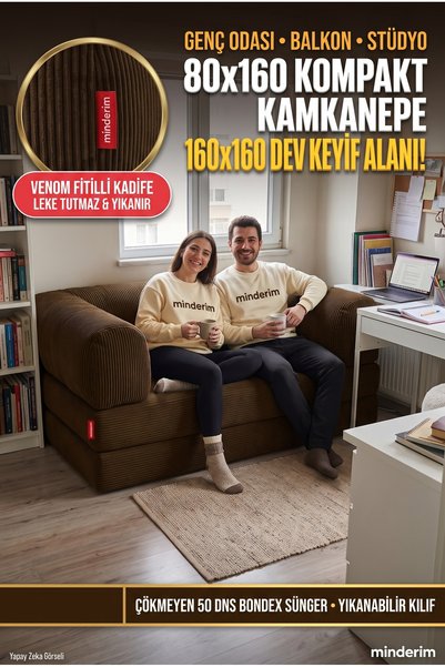 Minderim PİXEL Fitilli Kadife Kanepe | 50 DNS Çökmez Sünger | Yıkanabilir Kıl...
