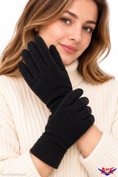 AXE SPORTSWEAR Women's Winter Black Thermal Fleece Gloves with Folded Cuffs T...